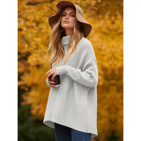 Caracilia Womens Turtleneck Long Sleeve Sweater Irregular Hem Casual Pullover Knit Tops