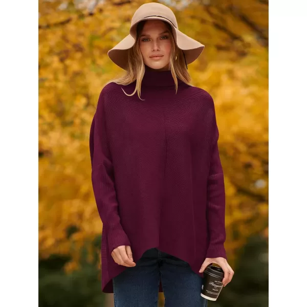 Caracilia Womens Turtleneck Long Sleeve Sweater Irregular Hem Casual Pullover Knit Tops