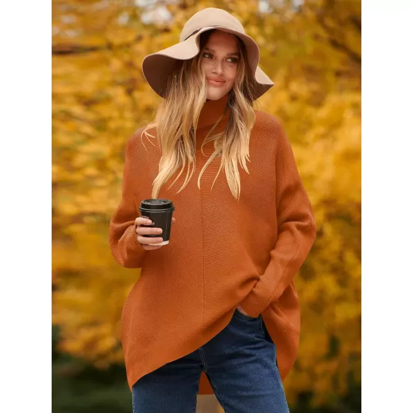 Caracilia Womens Turtleneck Long Sleeve Sweater Irregular Hem Casual Pullover Knit Tops