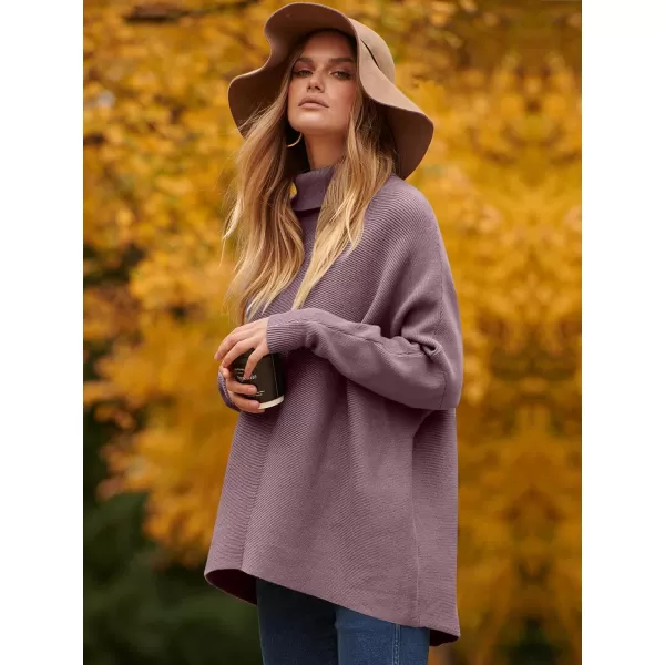 Caracilia Womens Turtleneck Long Sleeve Sweater Irregular Hem Casual Pullover Knit Tops