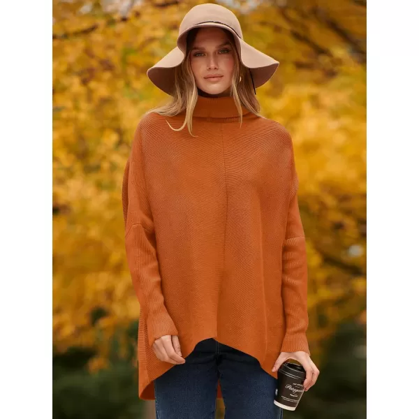 Caracilia Womens Turtleneck Long Sleeve Sweater Irregular Hem Casual Pullover Knit Tops