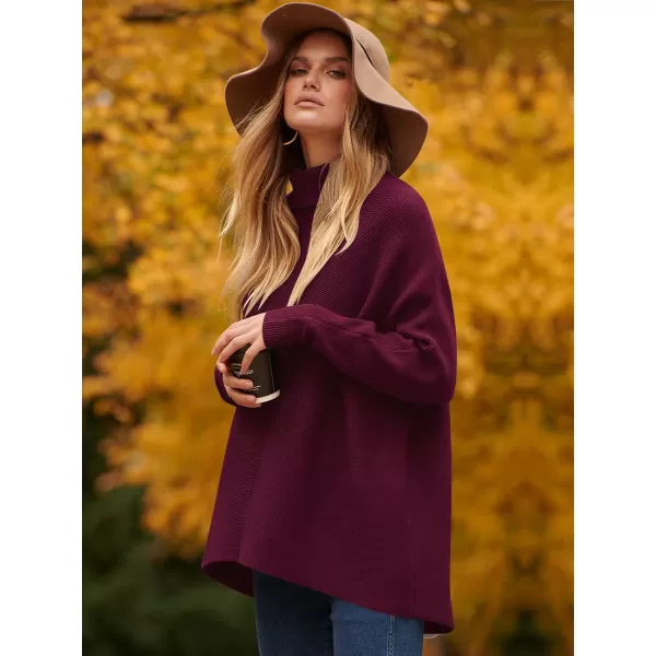 Caracilia Womens Turtleneck Long Sleeve Sweater Irregular Hem Casual Pullover Knit Tops