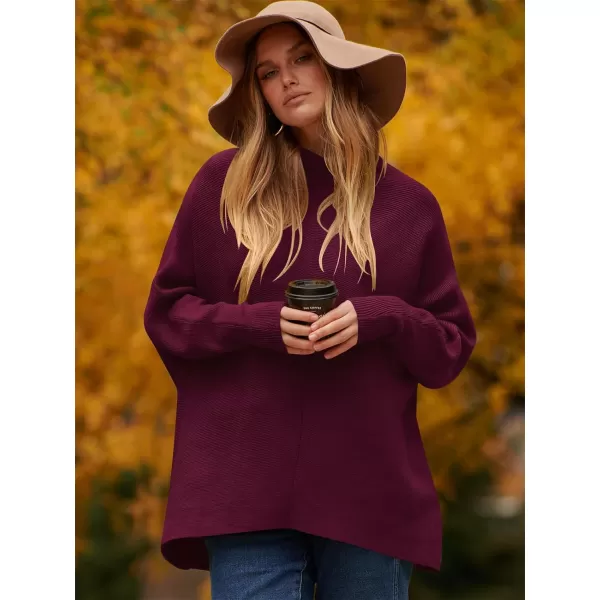 Caracilia Womens Turtleneck Long Sleeve Sweater Irregular Hem Casual Pullover Knit Tops