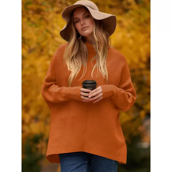 Caracilia Womens Turtleneck Long Sleeve Sweater Irregular Hem Casual Pullover Knit Tops