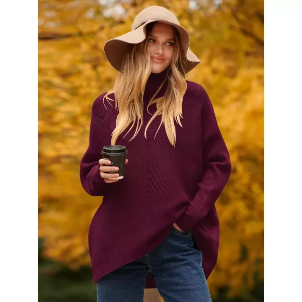 Caracilia Womens Turtleneck Long Sleeve Sweater Irregular Hem Casual Pullover Knit Tops