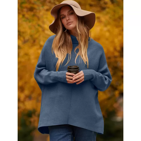 Caracilia Womens Turtleneck Long Sleeve Sweater Irregular Hem Casual Pullover Knit Tops