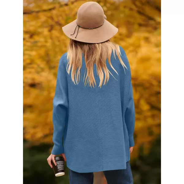 Caracilia Womens Turtleneck Long Sleeve Sweater Irregular Hem Casual Pullover Knit Tops