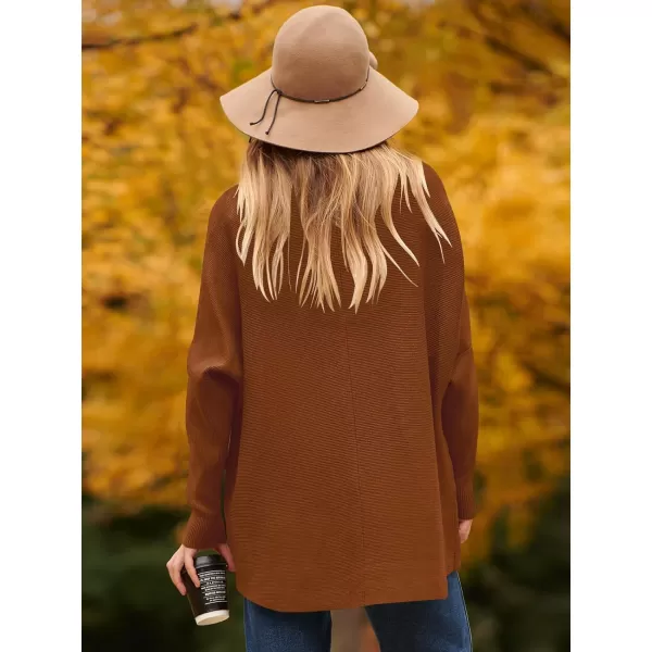 Caracilia Womens Turtleneck Long Sleeve Sweater Irregular Hem Casual Pullover Knit Tops