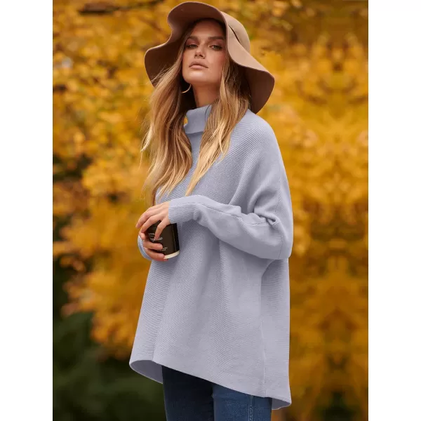 Caracilia Womens Turtleneck Long Sleeve Sweater Irregular Hem Casual Pullover Knit Tops