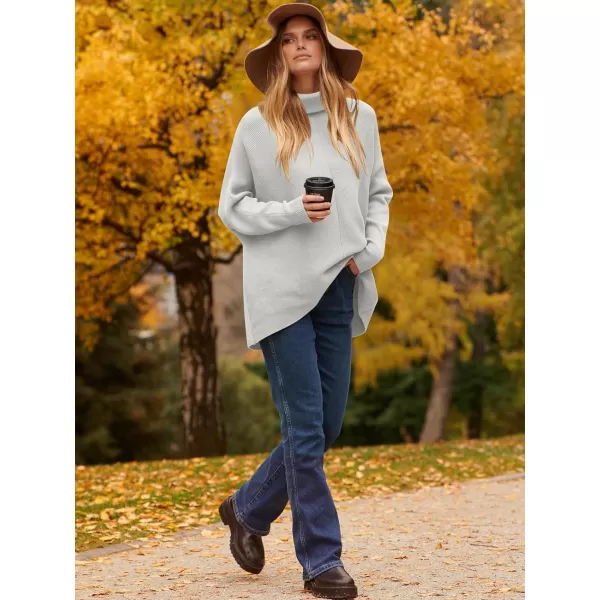 Caracilia Womens Turtleneck Long Sleeve Sweater Irregular Hem Casual Pullover Knit Tops