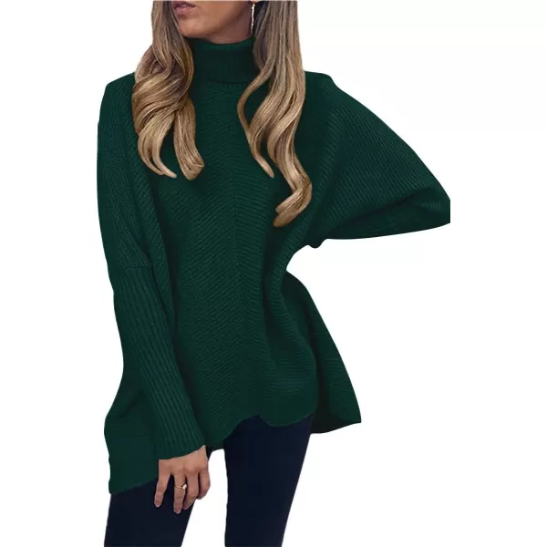 Caracilia Womens Turtleneck Long Sleeve Sweater Irregular Hem Casual Pullover Knit Tops
