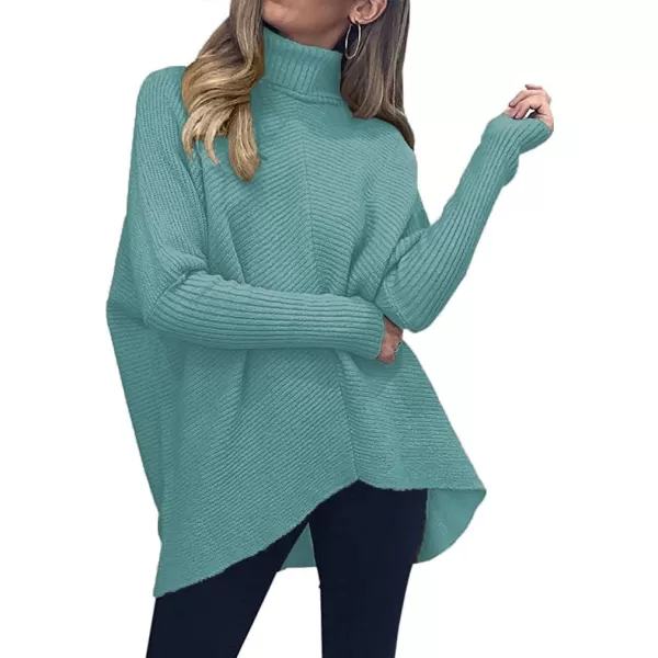 Caracilia Womens Turtleneck Long Sleeve Sweater Irregular Hem Casual Pullover Knit Tops