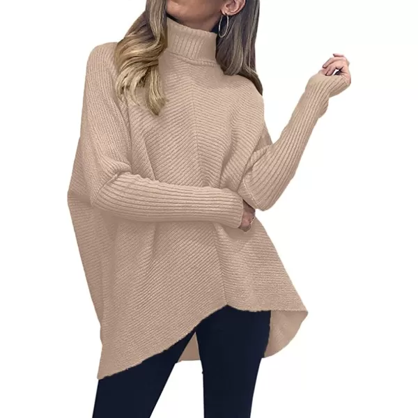Caracilia Womens Turtleneck Long Sleeve Sweater Irregular Hem Casual Pullover Knit Tops