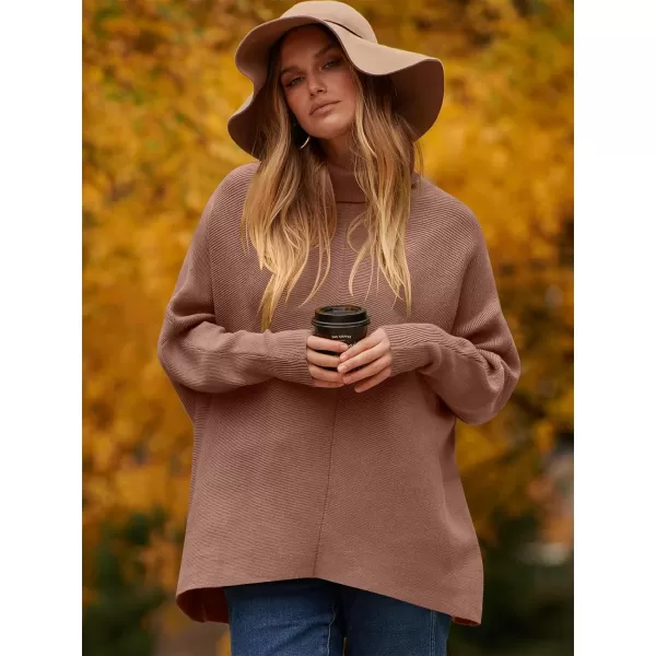 Caracilia Womens Turtleneck Long Sleeve Sweater Irregular Hem Casual Pullover Knit Tops