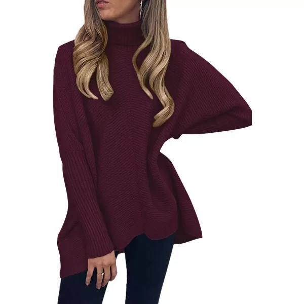 Caracilia Womens Turtleneck Long Sleeve Sweater Irregular Hem Casual Pullover Knit Tops
