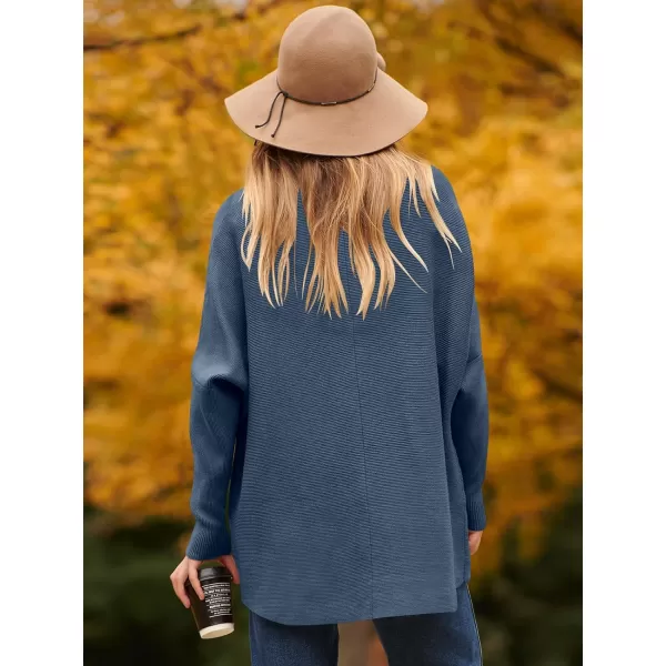 Caracilia Womens Turtleneck Long Sleeve Sweater Irregular Hem Casual Pullover Knit Tops