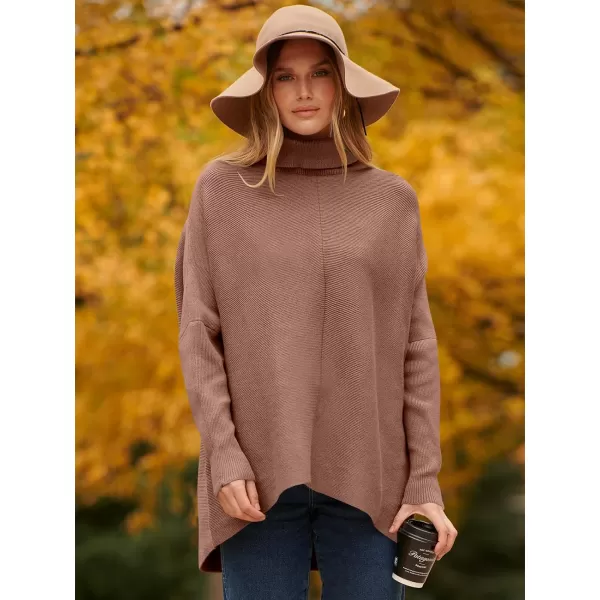 Caracilia Womens Turtleneck Long Sleeve Sweater Irregular Hem Casual Pullover Knit Tops