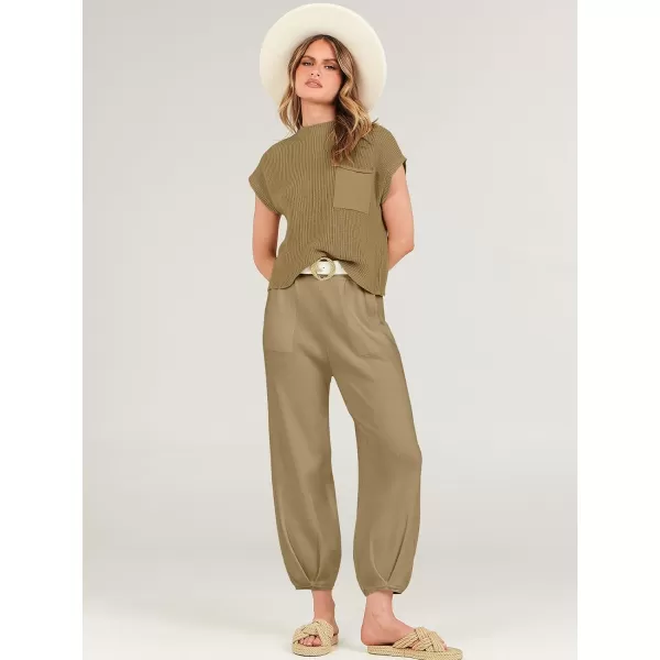 Caracilia Womens Two Piece Outfits Sweater Sets Loungewear Matching Lounge Set Sweatsuit Tracksuit Summer Trendy Clothes