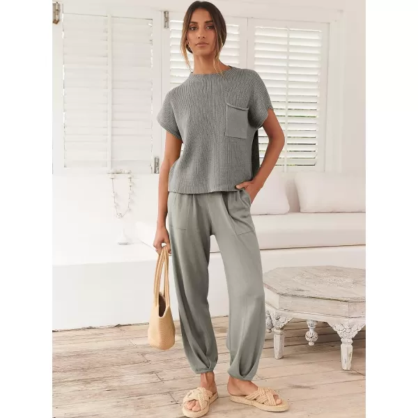 Caracilia Womens Two Piece Outfits Sweater Sets Loungewear Matching Lounge Set Sweatsuit Tracksuit Summer Trendy Clothes
