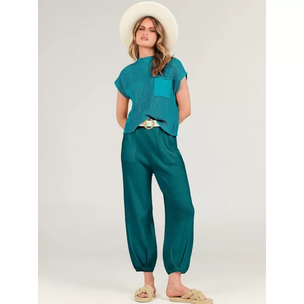 Caracilia Womens Two Piece Outfits Sweater Sets Loungewear Matching Lounge Set Sweatsuit Tracksuit Summer Trendy Clothes
