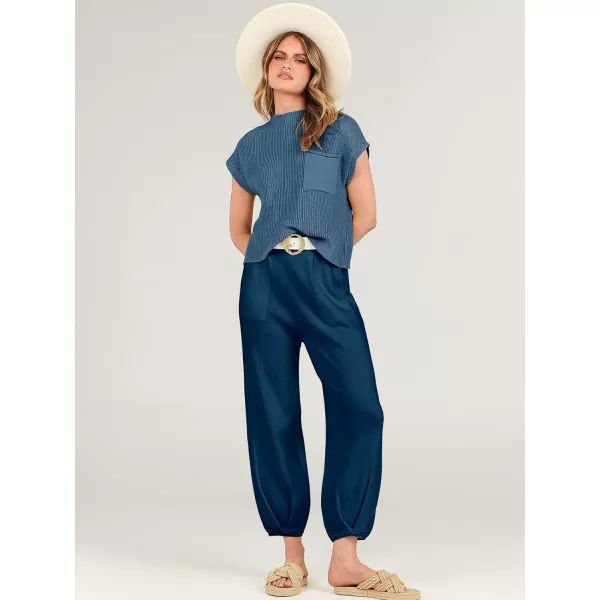 Caracilia Womens Two Piece Outfits Sweater Sets Loungewear Matching Lounge Set Sweatsuit Tracksuit Summer Trendy Clothes