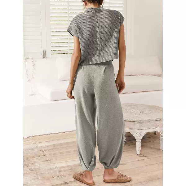 Caracilia Womens Two Piece Outfits Sweater Sets Loungewear Matching Lounge Set Sweatsuit Tracksuit Summer Trendy Clothes