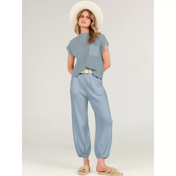 Caracilia Womens Two Piece Outfits Sweater Sets Loungewear Matching Lounge Set Sweatsuit Tracksuit Summer Trendy Clothes