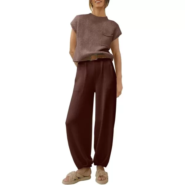 Caracilia Womens Two Piece Outfits Sweater Sets Loungewear Matching Lounge Set Sweatsuit Tracksuit Summer Trendy Clothes