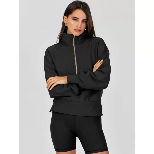 Caracilia Womens Half Zip Pullover Long Sleeve Sweatshirt Cropped Quarter Hoodie Casual 2023 Y2K Clothes Top