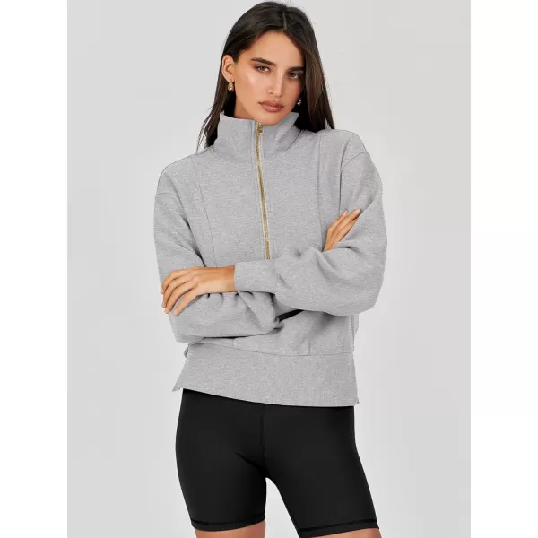 Caracilia Womens Half Zip Pullover Long Sleeve Sweatshirt Cropped Quarter Hoodie Casual 2023 Y2K Clothes Top