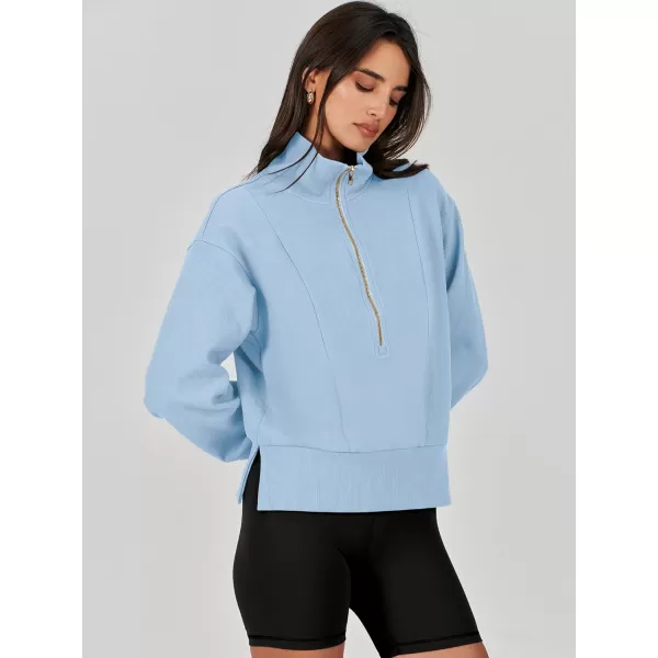 Caracilia Womens Half Zip Pullover Long Sleeve Sweatshirt Cropped Quarter Hoodie Casual 2023 Y2K Clothes Top