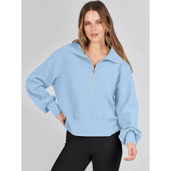 Caracilia Womens Half Zip Pullover Long Sleeve Sweatshirt Cropped Quarter Hoodie Casual 2023 Y2K Clothes Top