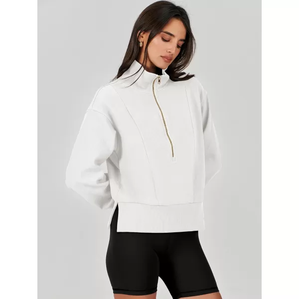 Caracilia Womens Half Zip Pullover Long Sleeve Sweatshirt Cropped Quarter Hoodie Casual 2023 Y2K Clothes Top