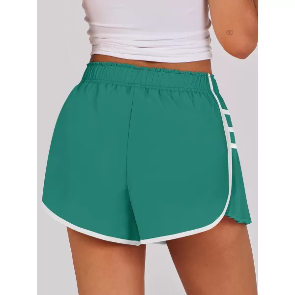 Caracilia Women's Running Shorts High Waisted Quick Dry Athletic Workout Flowy Pleated Contrast Color Golf Tennis Short