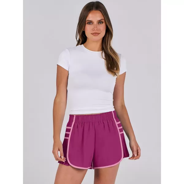 Caracilia Women's Running Shorts High Waisted Quick Dry Athletic Workout Flowy Pleated Contrast Color Golf Tennis Short