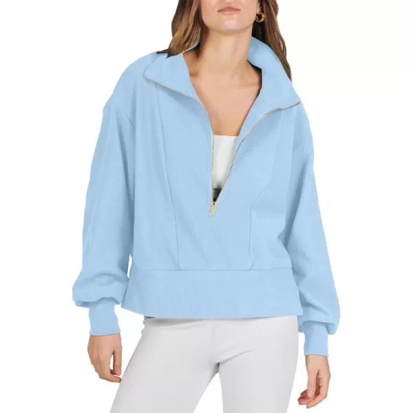 Caracilia Womens Half Zip Pullover Long Sleeve Sweatshirt Cropped Quarter Hoodie Casual 2023 Y2K Clothes Top