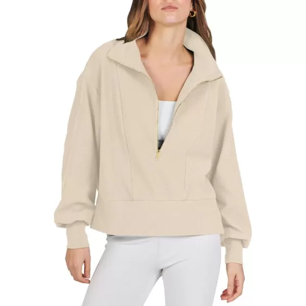 Caracilia Womens Half Zip Pullover Long Sleeve Sweatshirt Cropped Quarter Hoodie Casual 2023 Y2K Clothes Top