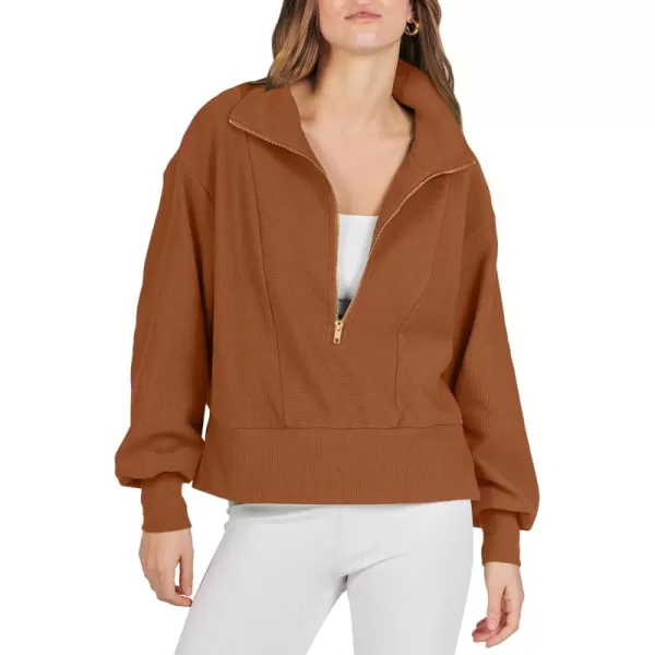 Caracilia Womens Half Zip Pullover Long Sleeve Sweatshirt Cropped Quarter Hoodie Casual 2023 Y2K Clothes Top