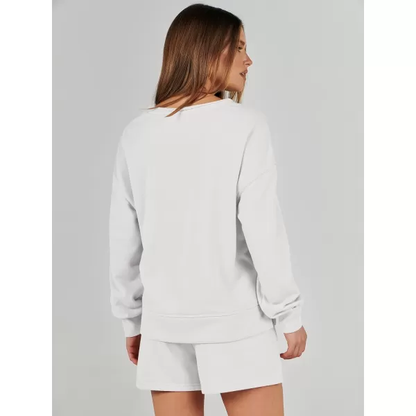 Caracilia Women's 2 Piece Outfits Long Sleeve V Neck Cropped Tops and Shorts Matching Lounge Sets Tracksuit Sweatsuits
