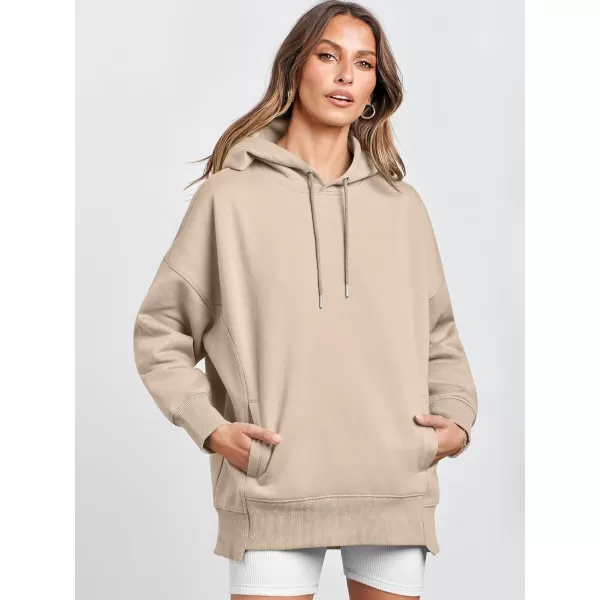 Caracilia Womens Hoodies Oversized Sweatshirt Fleece Drop Shoulder Sweater Long Sleeve Loose Cute Winter Pullover Top Clothes