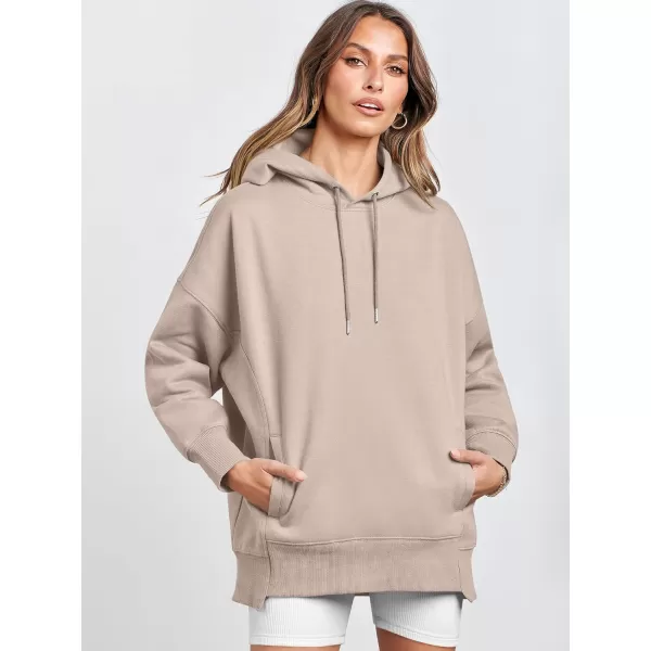 Caracilia Womens Hoodies Oversized Sweatshirt Fleece Drop Shoulder Sweater Long Sleeve Loose Cute Winter Pullover Top Clothes