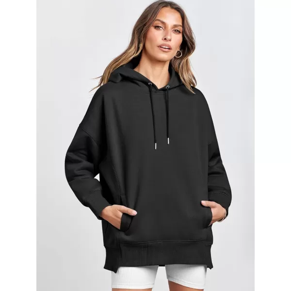 Caracilia Womens Hoodies Oversized Sweatshirt Fleece Drop Shoulder Sweater Long Sleeve Loose Cute Winter Pullover Top Clothes