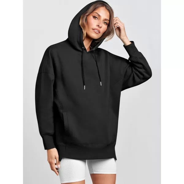 Caracilia Womens Hoodies Oversized Sweatshirt Fleece Drop Shoulder Sweater Long Sleeve Loose Cute Winter Pullover Top Clothes