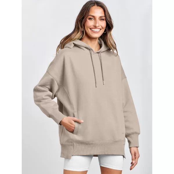 Caracilia Womens Hoodies Oversized Sweatshirt Fleece Drop Shoulder Sweater Long Sleeve Loose Cute Winter Pullover Top Clothes