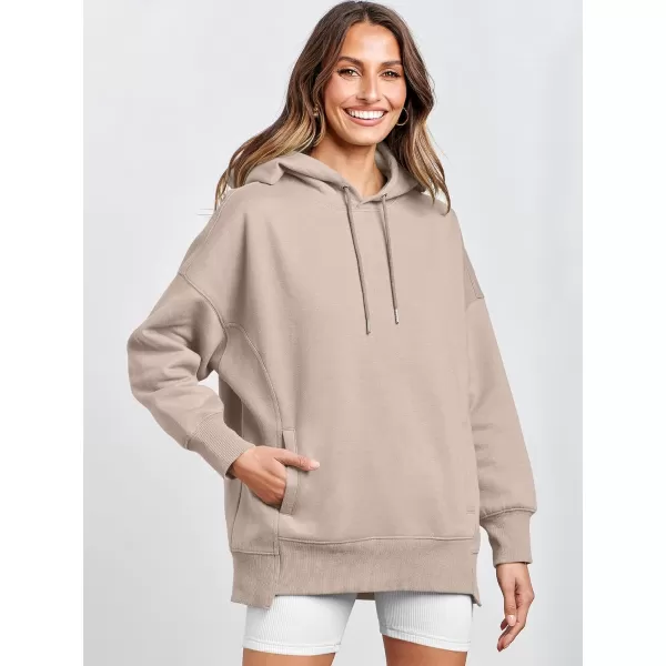 Caracilia Womens Hoodies Oversized Sweatshirt Fleece Drop Shoulder Sweater Long Sleeve Loose Cute Winter Pullover Top Clothes