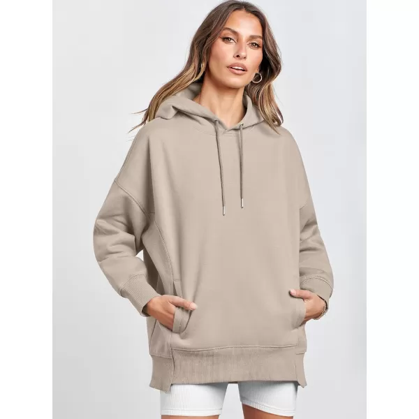 Caracilia Womens Hoodies Oversized Sweatshirt Fleece Drop Shoulder Sweater Long Sleeve Loose Cute Winter Pullover Top Clothes