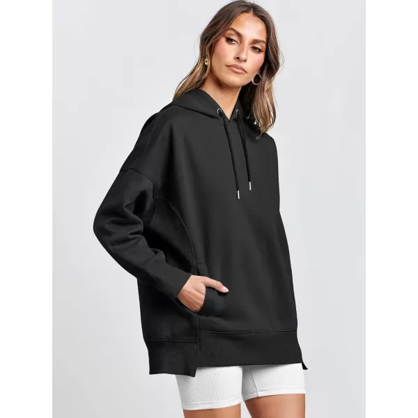 Caracilia Womens Hoodies Oversized Sweatshirt Fleece Drop Shoulder Sweater Long Sleeve Loose Cute Winter Pullover Top Clothes