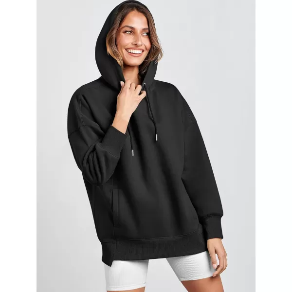 Caracilia Womens Hoodies Oversized Sweatshirt Fleece Drop Shoulder Sweater Long Sleeve Loose Cute Winter Pullover Top Clothes