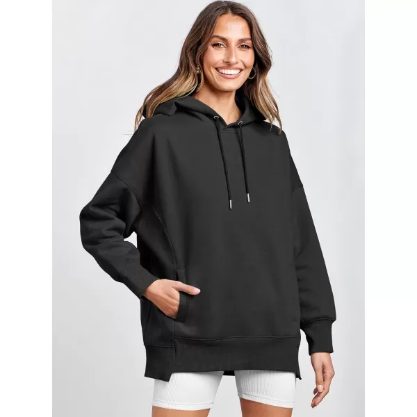 Caracilia Womens Hoodies Oversized Sweatshirt Fleece Drop Shoulder Sweater Long Sleeve Loose Cute Winter Pullover Top Clothes