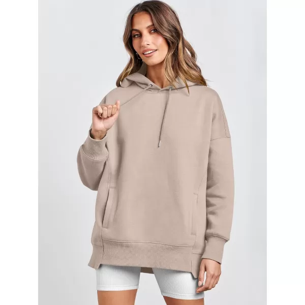 Caracilia Womens Hoodies Oversized Sweatshirt Fleece Drop Shoulder Sweater Long Sleeve Loose Cute Winter Pullover Top Clothes